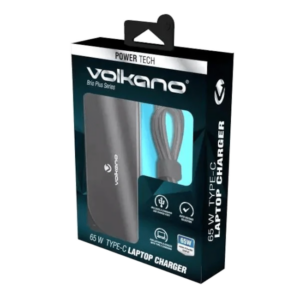 Volkano Brio Plus series Type-C 65W laptop charger with USB VK-8052-BK