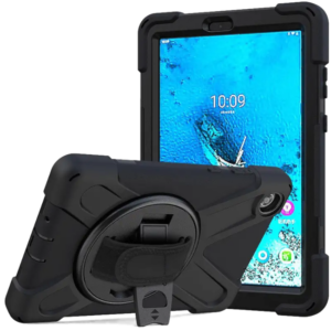 TUFF-LUV Rugged Armour Jack Case & Shoulder strap for Lenovo M8 TB-8505X   Black (Lenovo Part  Table