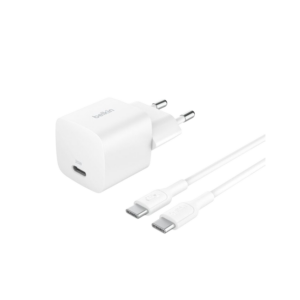 Belkin - USB-C Plug 25 Watt with 60 Watt USB-C Cable (1 Meter) -White WCA012KQ1MWH-B6